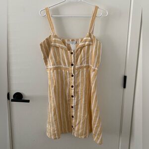 Faithfull the Brand Yellow and White Striped Mini Dress